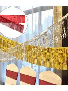 1条10英尺金属流苏花环 - 用途广泛的悬挂装饰，适用于婚礼、生日、万圣节、复活节、圣诞节和情人节 - 耐用的铝箔流苏横幅，颜色包括皇家蓝、湖蓝、玫瑰金、粉色、紫色、红色、绿色、银灰色和黑色 - 非常适合房间装饰