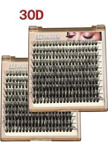 200pcs/140pcs Luxury Russian Lash DD Curl False Eyelashes 30D/40D/50D/60D/80D/100D/200D Fluffy Faux Mink Lash Extension DIY Kit, 0.07mm Thick, Natural Cluster Look, Reusable, D Curl, Mixed Length 10-18mm, Makeup Tools For Beginners