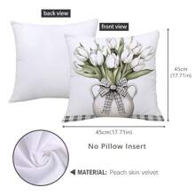 4pcs 17.7"X17.7" (45x45cm) Simple Plaid & Floral Print Cushion Covers (Single-Sided Printing), Suitable For Home Decor, Sofa, Bedroom, Car Pillow Covers (Inner Pillow Not Included)
