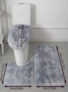 3pcs Non-Slip Solid Fuzzy Bath Rug & Toilet Cover Home Bathroom Decor Floor Carpet Outdoor Rug Door Mat Fall Decor Bathroom Accessories Back To School