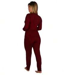 Women's Long Suede Winter Pajamas: Elegance With Lace V-Neck - màu xanh lá - Xem 5