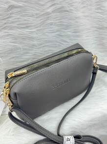 Women's Adjustable Crossbody Bag With 3 Compartments And Strap, Small Lightweight Bag - 灰色 - 查看 4