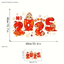 1 Chinese New Year Window Sticker, 2025 Snake Year Holiday Decoration, PVC Material, No Need For Power Supply, Home And Kitchen Party Supplies, Holiday Party Decoration