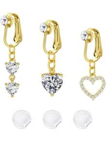 AVYRING 3-5PCS Golden Fake Belly Piercing Fake Belly Ring For Women Fake Belly Button Piercing Clip On Belly Button Rings Fake Navel Ring Non Piercing