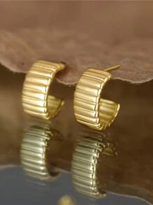 2 Chiếc Hoa Tai Hình Chữ C Kiểu Pháp Sang Trọng Nhẹ Nhàng Thời Trang Hàn Quốc Retro Cho Nữ Hoa Tai Đeo Hàng Ngày - Bông tai hình chữ C - Xem 6