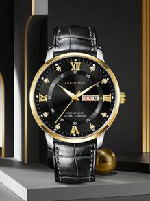 Reloj de cuarzo FANSICHEN nuevo, resistente al agua, luminoso, con calendario dual, esfera grande, adecuado para uso diario, regalo para hombres - Multicolor - Ver 9