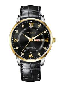 Reloj de cuarzo FANSICHEN nuevo, resistente al agua, luminoso, con calendario dual, esfera grande, adecuado para uso diario, regalo para hombres - Multicolor - Ver 6