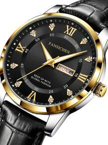 Reloj de cuarzo FANSICHEN nuevo, resistente al agua, luminoso, con calendario dual, esfera grande, adecuado para uso diario, regalo para hombres - Multicolor - Ver 7