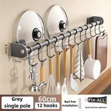 Kitchen Wall Mounted Storage Rack, No Tools Required, Holder For Spoons, Forks, Knives, Pot Lids, Organizer, Accessory Set