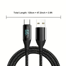 Sạc nhanh 100W, truyền dữ liệu 20Gbps, cáp USB-C sang USB-C bện nylon, hình tròn, đầu nối đực sang đực, điện áp hoạt động lên đến 36V, tương thích với iPhone 15 Pro/Max, iPad Pro 2022, iPad Air 4, Galaxy S23+/Ultra - màu đen - Xem 4