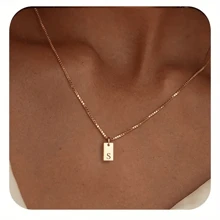 1pc Personalized Delicate Initial Letter Pendant Necklace, Customized Engraved Letter Pendant Necklace With Chain, Simple Name Necklace, Women Personalized Jewelry Gift, Bridesmaid Gift