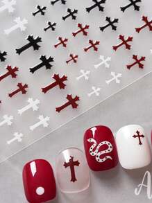 1 pieza Pegatinas de uñas con letras cruzadas en inglés - Pegatinas autoadhesivas desechables para decoración de arte de uñas DIY