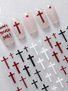 1 pieza Pegatinas de uñas con letras cruzadas en inglés - Pegatinas autoadhesivas desechables para decoración de arte de uñas DIY