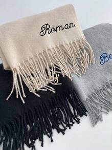 Bufanda personalizada Initia, bufanda con nombre personalizado, bufanda con iniciales y monograma tejido - Multicolor - Ver 5