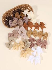 24pcs Earth Tone Color Hair Bows For Toddler Girls Brown Beige Khaki Small Grosgrain Ribbon Bow Hair Clips Elegant Alligator Clips With Tail Solid Color Barrettes Hairpins For All Seasons Kids Baby Hair Accessories