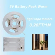 1 Piece Multi-Functional Battery Pack Powered Led Strip Light (Without Batteries) - Warm/White, Flexible Light Cuttable - Ideal For Gift Boxes, Wardrobes, Cupboards, Etc.