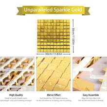 10 pezzi 30cm x 30cm Pannelli decorativi da parete lucidi, fondali con paillettes colorate, pannelli riutilizzabili e facili da installare, decorazioni per compleanni, feste, matrimoni, palcoscenici, San Valentino, Natale, Ringraziamento, regali, decorazione pareti domestiche