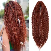 Extensiones de rastas de 24 pulgadas, estilo bohemio, de 3 en 1 con extremos rizados, juego de rastas hechas a mano de 15 hebras en estilo hippie y bohemio
