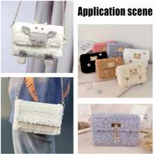 1/2/5 件塑料网眼帆布袋片塑料袋形网罩 DIY 工艺手提包配件亚克力纱线工艺针织 - 白色 - 查看 2