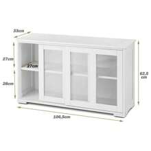 Buffet, choix de couleur d'armoire de cuisine, buffet, commode de salle de bain, armoire latérale, armoire sur pied, armoire polyvalente avec portes coulissantes - Blanc - Voir 5