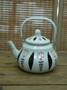 1套，多色郁金香叶珐琅水壶，家用多功能平底珐琅冷水壶，茶壶，奶茶茶壶，厨房通用电磁炉或燃气直加热珐琅茶壶，居家桌面摆件茶壶，节庆生日馈赠亲友的礼品茶壶