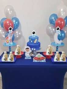 54 件宇航员太空派对礼品 18 套，含宇航员太空钥匙扣、星月欧根纱袋、感谢卡夫标签，用于派对用品奖励生日婚礼性别公开礼物用品 - 彩色 - 查看 9