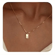 1pc Personalized Delicate Initial Letter Pendant Necklace, Customized Engraved Letter Pendant Necklace With Chain, Simple Name Necklace, Women Personalized Jewelry Gift, Bridesmaid Gift