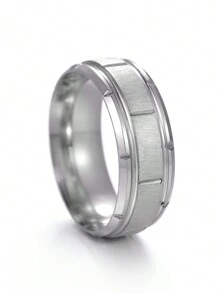 1pc 8mm Men's Stainless Steel Geometric Angled Edge Ring - Fashion Geometric Ring - View 11
