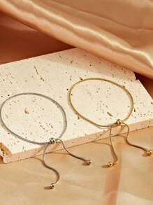 1 pieza Brazalete minimalista de mujer con hueso de serpiente, longitud ajustable, resistente a la decoloración, adecuado para uso diario - Multicolor - Ver 3