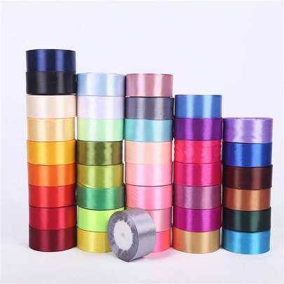 25yards/50yards 4cm Satin Ribbon, Colorful Ribbon For Wedding Chair Decoration, Floral Gifts, Cake Packaging