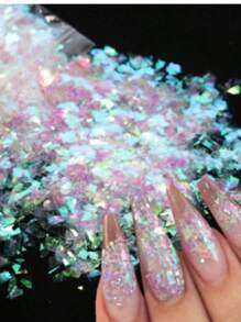 10g/Bag Holographic Nail Glitter Flakes Sparkly 3D Asymmetrical Shiny Sequins Nails Supplies Polish Manicure Nail Art Decorations DIY Nail Charms Nail Gems