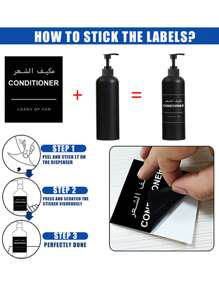 WCIC 500ml/16.9oz 哑光黑色高乳液瓶（带塑料泵）、皂液器浴室套装、可再填充洗发水和护发素瓶、带贴纸的空塑料皂液器（用于护发素/洗发水/沐浴露）、按压泵式洗碗皂液器（适用于厨房浴室），（打孔安装支架/乳液瓶/标签） - 彩色 - 查看 9