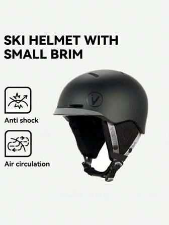 VECTOR MOTION Unisex Small Brim Ski Helmet, Shock-Absorbent, Impact Resistant, Breathable, Warm, Lightweight, Detachable & Adjustable Ski Cap