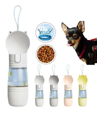 1PC Dog Water Bottle, Outdoor Portable Pet Water Bottle With Removable Food Container For Cats, Puppies, Pet Walking, Hiking, Traveling, Dog Supplies