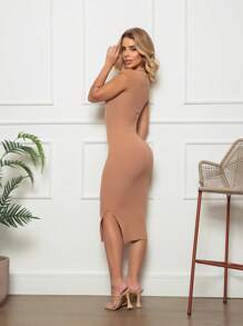 Women's Midi Dress Knitted Party Summer Sweetheart Neckline Women's Midi Dress Knitted Modal Tube Christmas New Year's Eve - 裸體 - 查看 4