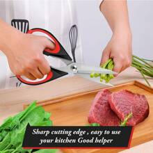 Kéo nhà bếp đa năng bằng thép không gỉ, kéo gia dụng có vỏ, có thể cắt xương gà, mở nắp chai, rau, trái cây và thịt - Nhiều màu - Xem 7