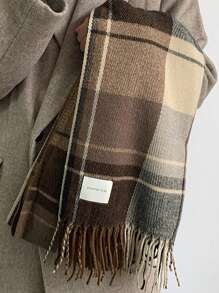 1pc Men's Plaid Scarf For Autumn/Winter, Versatile, Warm And Simple Design