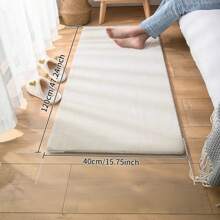 1pc Soft Solid Color Plush Carpet, Living Room Sofa Bedside Rug, Rectangular Minimalist Style Carpet, Washable Convenient Foot Mat - Creamy White - View 15