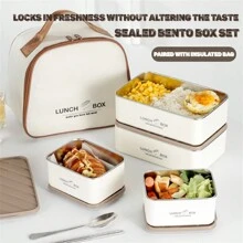 Juego de fiambrera de acero inoxidable 304 con bolsa aislante, diseño sencillo, adecuado para el almuerzo en el trabajo/escuela, cafetería, almacenamiento de alimentos en el refrigerador, apto para lavavajillas, útiles escolares