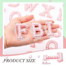 26 Pcs Pearl Rhinestone Letter Patches, Self Adhesive Pearl Rhinestone Letter Patches A-Z Bling Rhinestone Letter Stickers Glitter Rhinestone Alphabet Appliques Initial Letter Sticker, Pearl Letters Patches Stick For DIY Clothes Bags Hats Backpacks - Multicolor - View 3