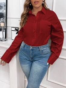 QIANZHIDU Elva Plus Size Women Loose Casual Classic Elegant Comfortable Minimalist Office Business Interview Breathable Back To School Clothes Spring Summer Autumn Shirts