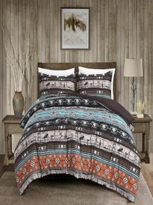 Juego de edredón Chezmoi Collection Azura de 3 piezas, juego de ropa de cama multicolor impreso en microfibra ligera de estilo floral en azul, rojo, naranja y crema para todas las temporadas