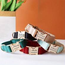 1 pieza Collar personalizado para perro de acetato, con grabado de nombre personalizado y número de teléfono, etiqueta de identificación, collar suave y cómodo ajustable para perros pequeños, medianos y grandes - Negro - Ver 2