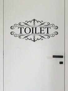 1pc Pvc Material Self-Adhesive Toilet Door Sticker For Home Decor Or Restroom Indication,Stickers,Wall Decal, Vinyl Decal For Home Decorations,Spring Decoration Items Refresh Your Home,Rama Decoration Stickers - Black - View 14