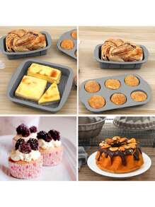 6pcs/Set Silicone Baking Tools Kit, Non-Stick Baking Trays, Cake, Bread, Muffin, Toast, Mousse Molds - Suitable For Christmas, Halloween, Easter, Kitchen Baking Tools