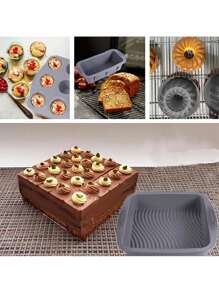 6pcs/Set Silicone Baking Tools Kit, Non-Stick Baking Trays, Cake, Bread, Muffin, Toast, Mousse Molds - Suitable For Christmas, Halloween, Easter, Kitchen Baking Tools