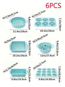 6pcs/Set Silicone Baking Tools Kit, Non-Stick Baking Trays, Cake, Bread, Muffin, Toast, Mousse Molds - Suitable For Christmas, Halloween, Easter, Kitchen Baking Tools