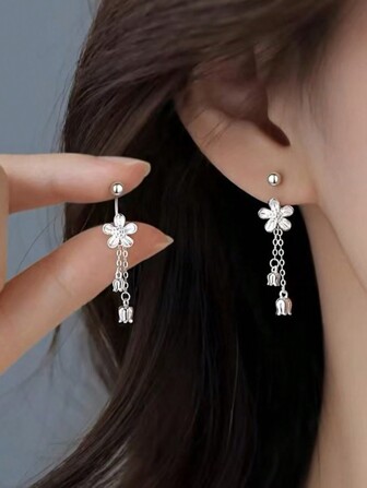 Plata de ley S925 Diseño original Borla de caléndula desmontable Joyería de moda y versátil Regalo para familia, amigos, parejas (Gira para abrir y usar)