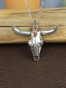 1 pezzo Collana retrò a lunga testa di bue, adatta per occasioni casual, stile unico