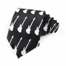 ZONFAZ 1pc Men Musical Note, Music Sheet, Piano Keys, Playing Card Pattern Business Fashion Necktie, 8cm Width Satin Texture, Suitable For Music Performance, Ceremony, Wedding, Party Matching